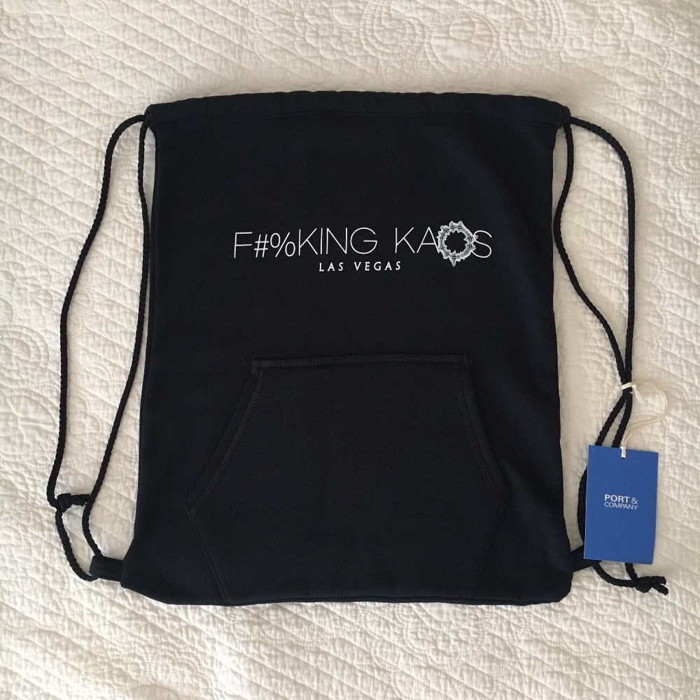 NWT KAOS Palms Las Vegas Cinch Drawstring Backpack Bag Black